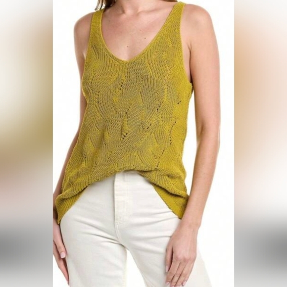 Ted Baker Women top mustard-yellow knit  tank top. - Picture 1 of 9